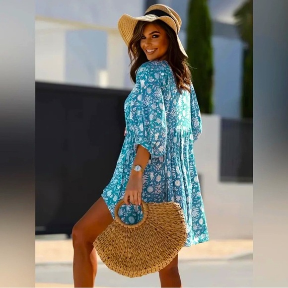 Plus Size Boho Floral Dress - Picture 3 of 3